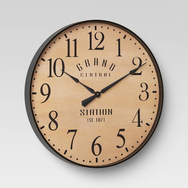 Grand Central Station Wall Clock Tan black