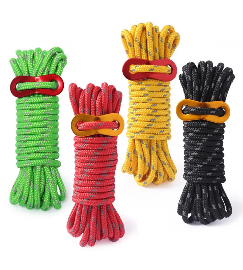 4*4M Reflective Wind Rope with Outdoor Rope Buckle Shelter for The Sun Awning Camping Night Light Noose Tent Rope