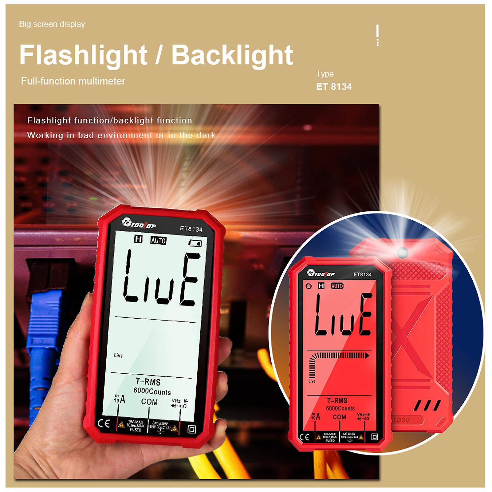 Digital Smart Multimeter Ncv Tester Dc/ac Voltage Current Measurement Capacitance Resistance Measuring Meter