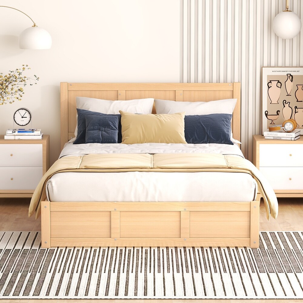 Full Wood Platform Bed with Underneath Storage and 2 Drawers