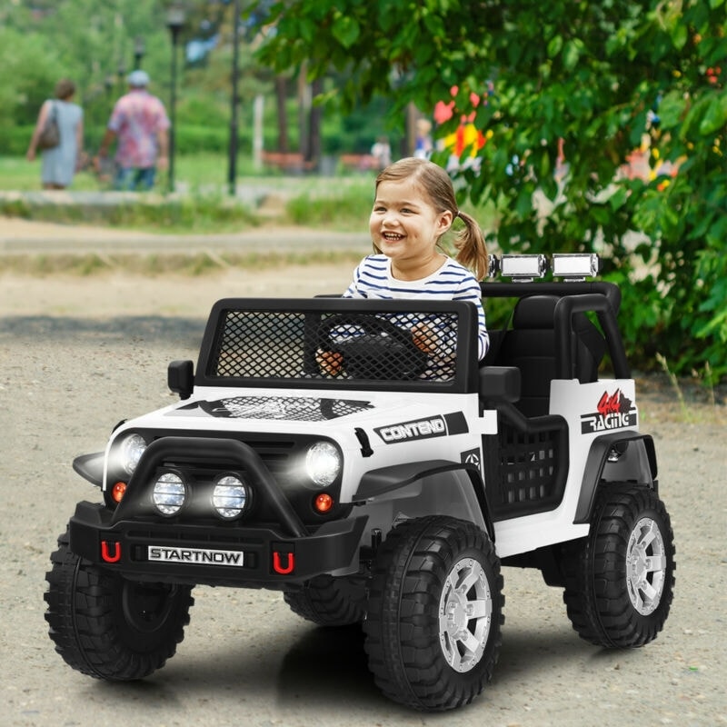 Kids Ride on Jeep Car 12V Battery Powered Electric Riding Toy Truck with Remote Control, Lights & Music