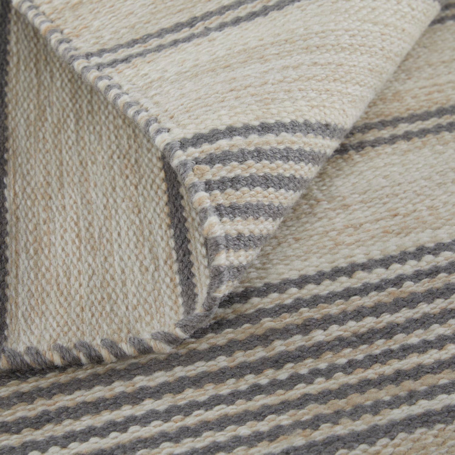 Granberg Hand Woven Stripes Gray / Ivory Rug