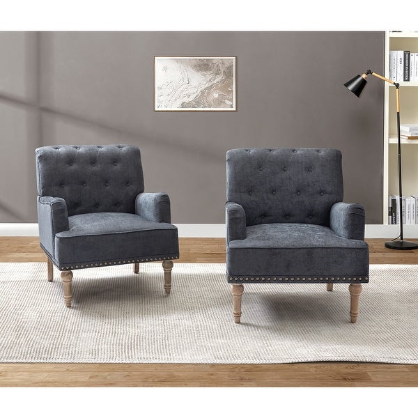 Geltrude Traditional Upholstered Accent Chair with Button Tufted Back Set of 2 by HULALA HOME