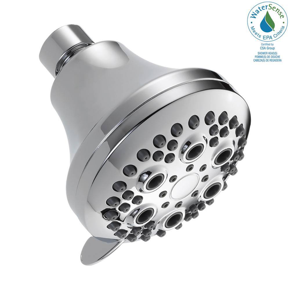 Delta 5-Spray Patterns 1.75 GPM 3.38 in. Wall Mount Fixed Shower Head in Chrome 52634-18-PK