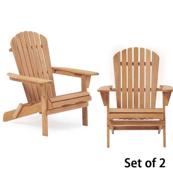 Wood Folding Adirondack Chair Set of 2， Lounge Chair for Outdoor - 31