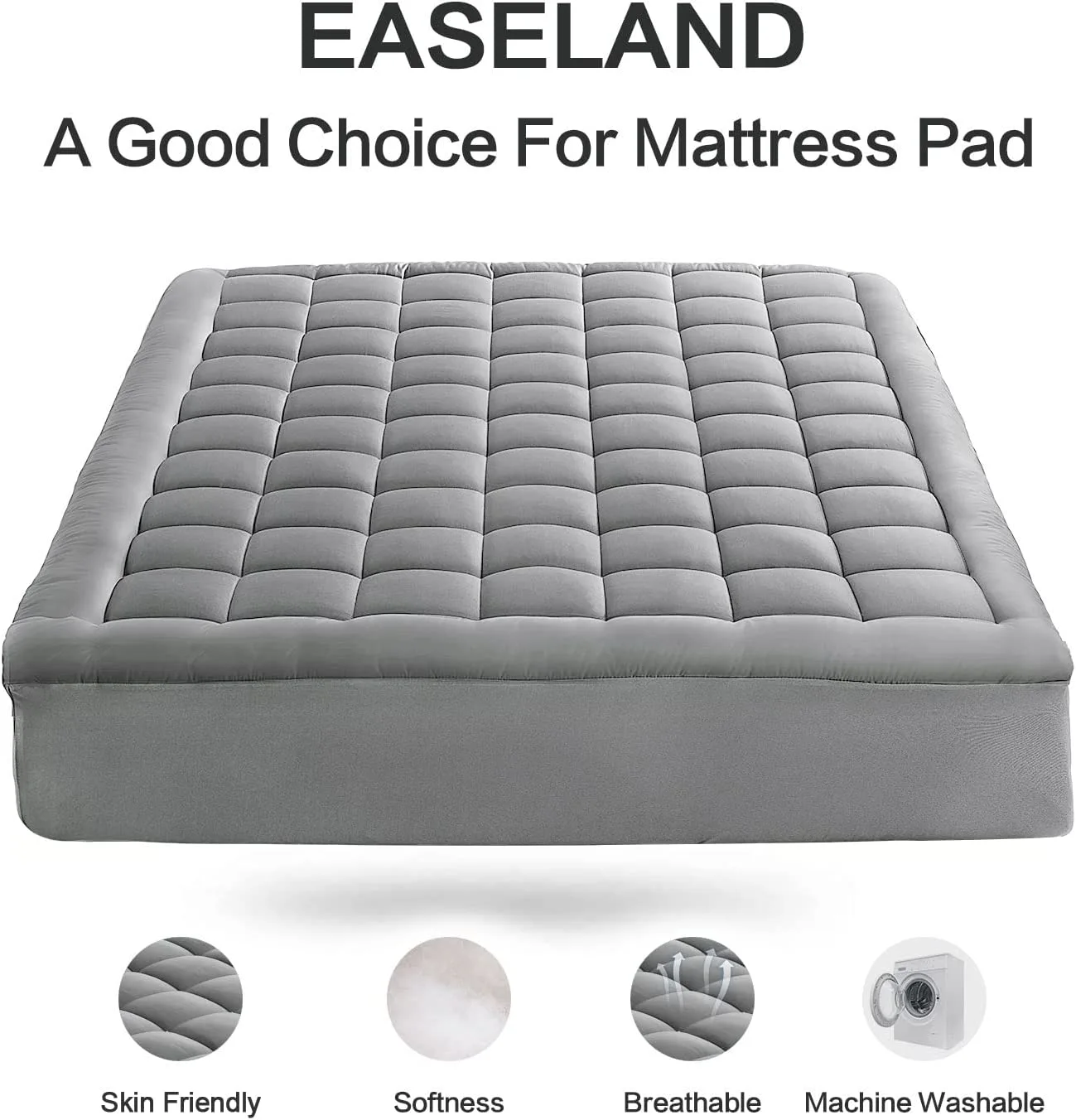 Queen Size Mattress Pad Pillow Top Mattress Cover Quilted