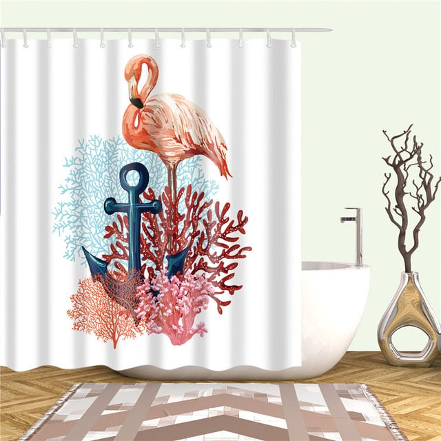 Nordic Pictures Polyester Waterproof Shower Curtains High Quality Animals Flamingo Shower Curtain In The Bathroom