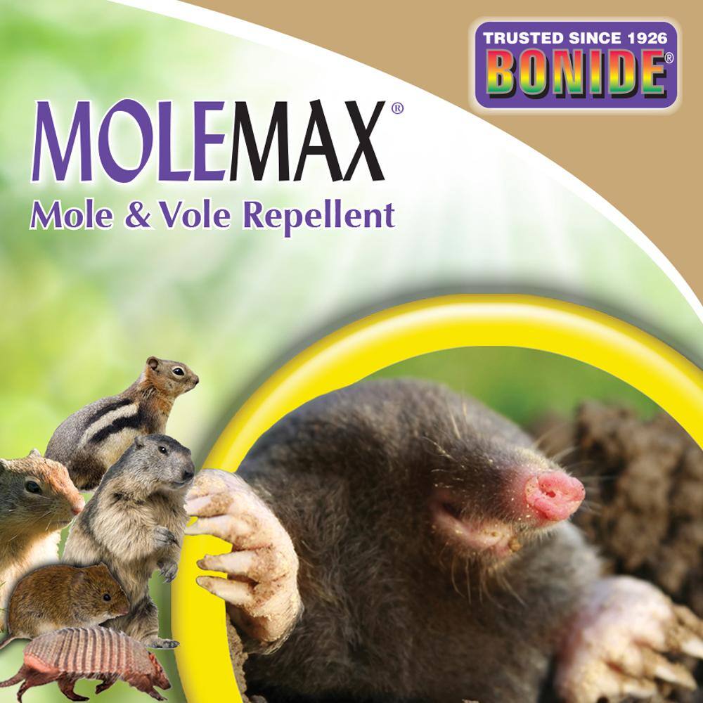 Bonide MoleMax Mole and Vole Repellent Granules 10 lbs. Ready-to-Use Lawn and Garden Mole Control People and Pet Safe 692