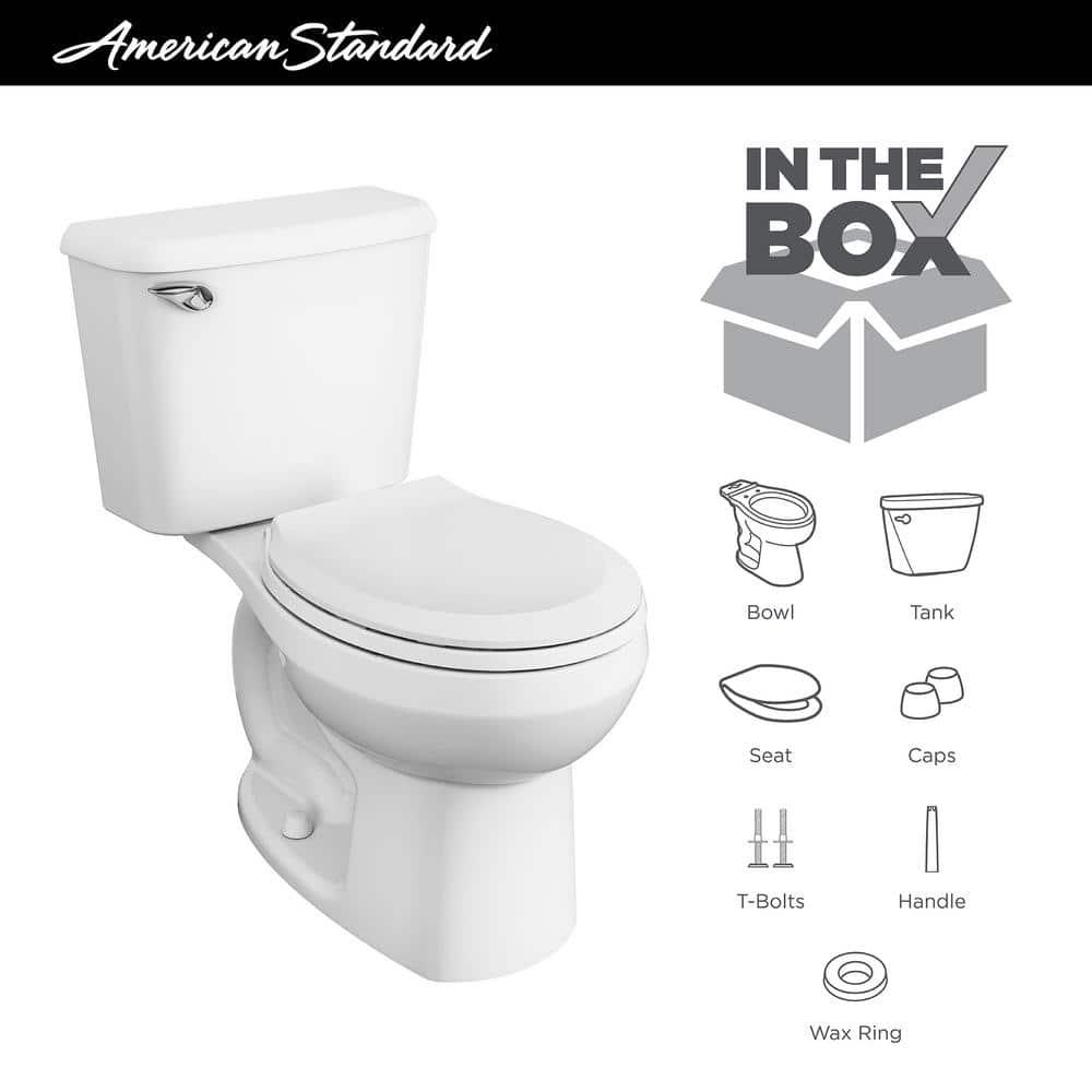 American Standard Reliant 10 in RoughIn 2Piece 128 GPF Single Flush Round Toilet in White Seat Included