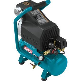 Makita 2.6 Gal. 2 HP Portable Electrical Hot Dog Air Compressor with Bonus Pneumatic 15-Gauge 2.5 in. Angled Finish Nailer MAC700-AF635