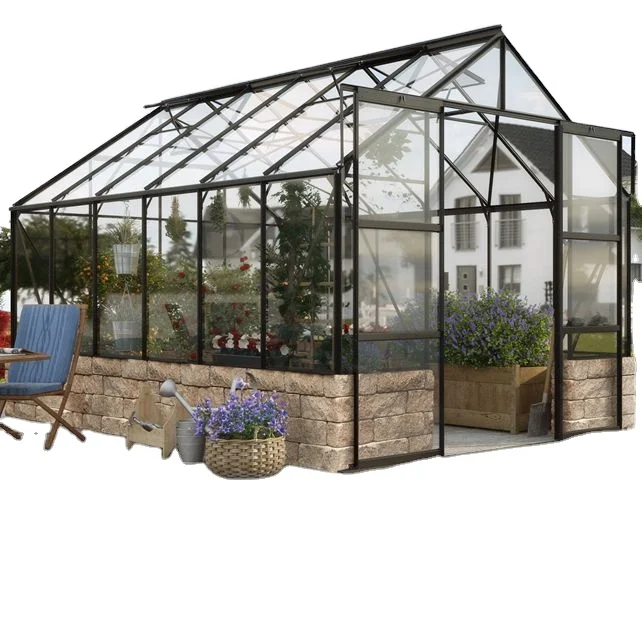 Large garden glass metal greenhouse Family garden greenhouse