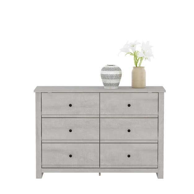 Galano Genoa 6 drawer Dresser 31 5 In H X 46 5 In W X 16 5 In D In Dusty Gray Oak Knotty Oak White