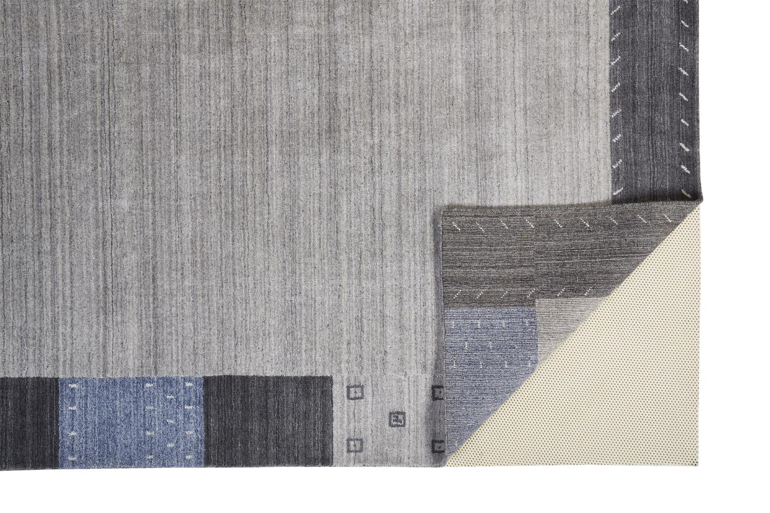 Yurie Hand Knotted Blue and Gray Rug by BD Fine