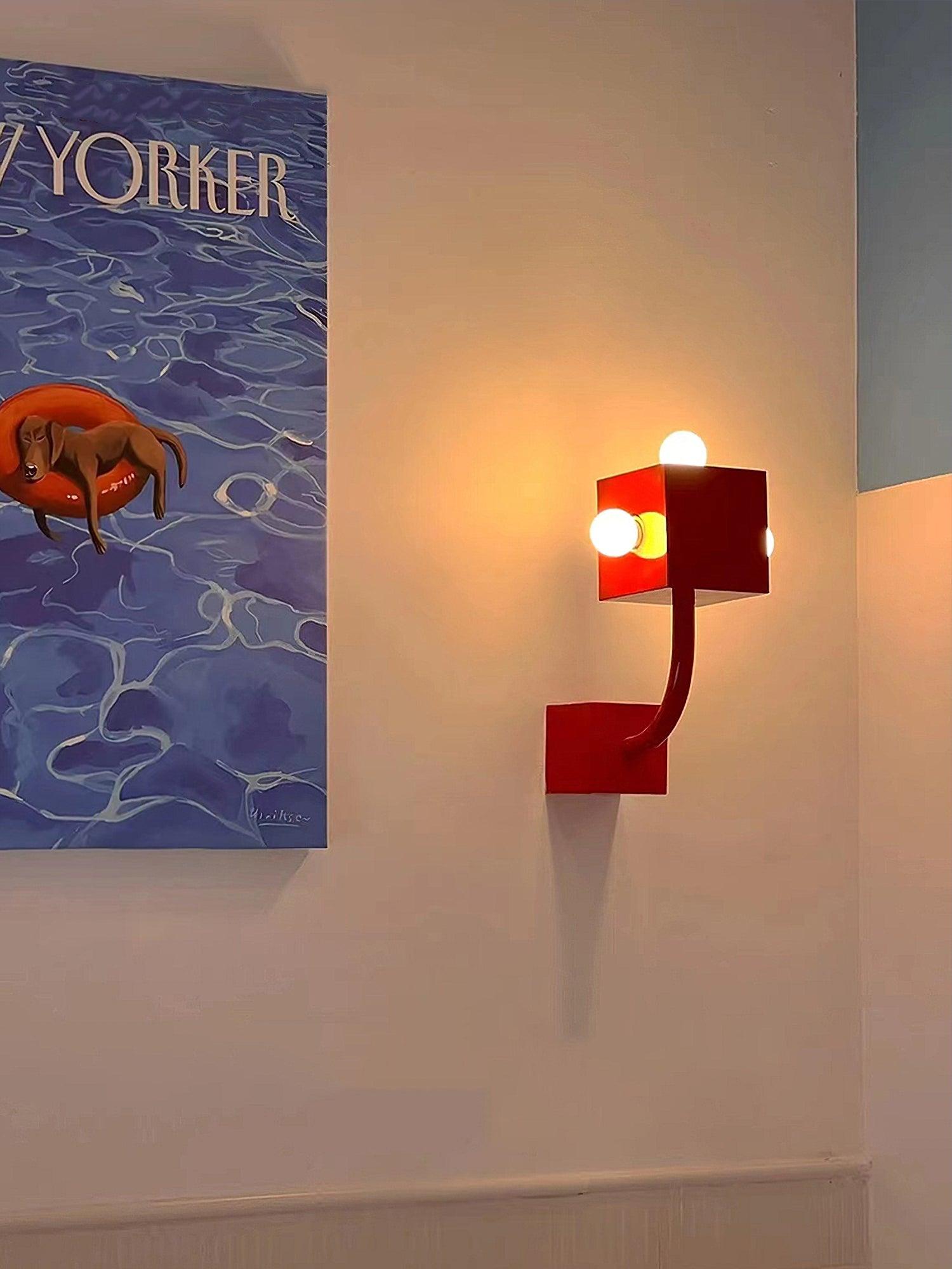 Red Cube Wall Lamp