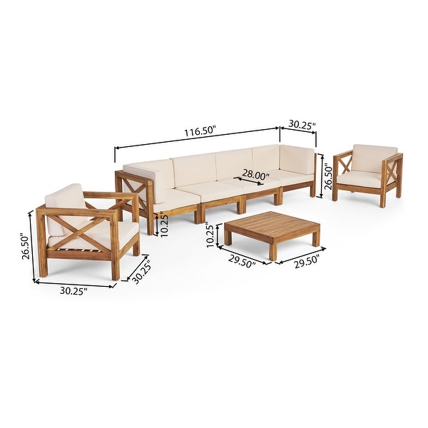 Brava Outdoor Acacia Wood 7piece Chat Set by Christopher Knight Home