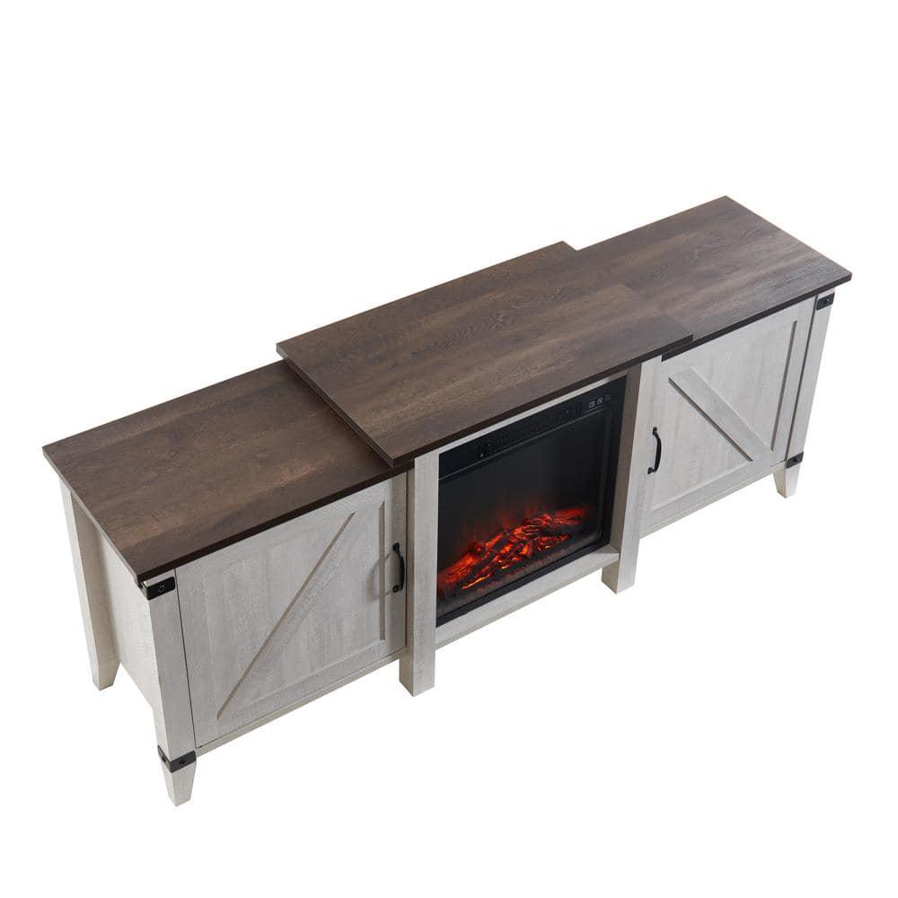 EDYO LIVING 63 in Freestanding Wooden Electric Fireplace TV Stand in Grey