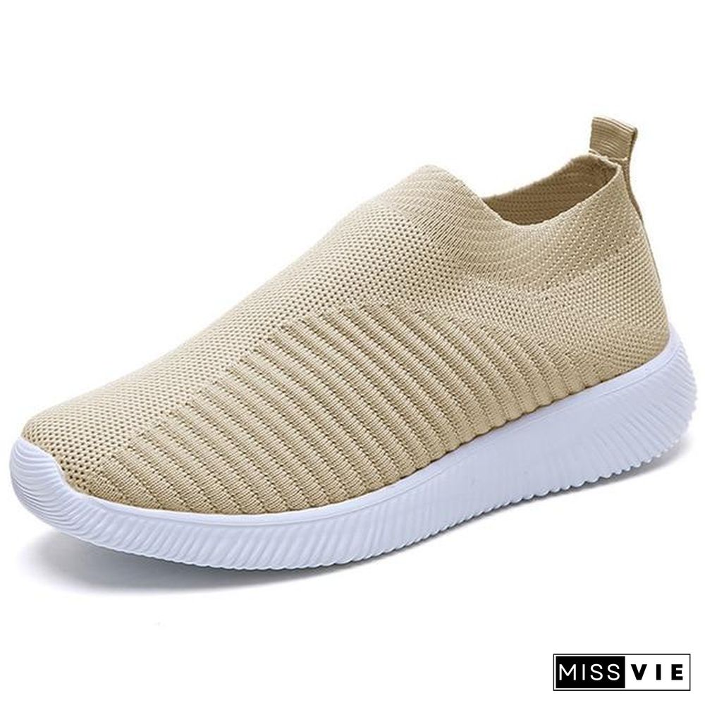 Women Sneakers Female knitted Vulcanized Shoes Casual Slip On Flats Ladies Sock Shoes