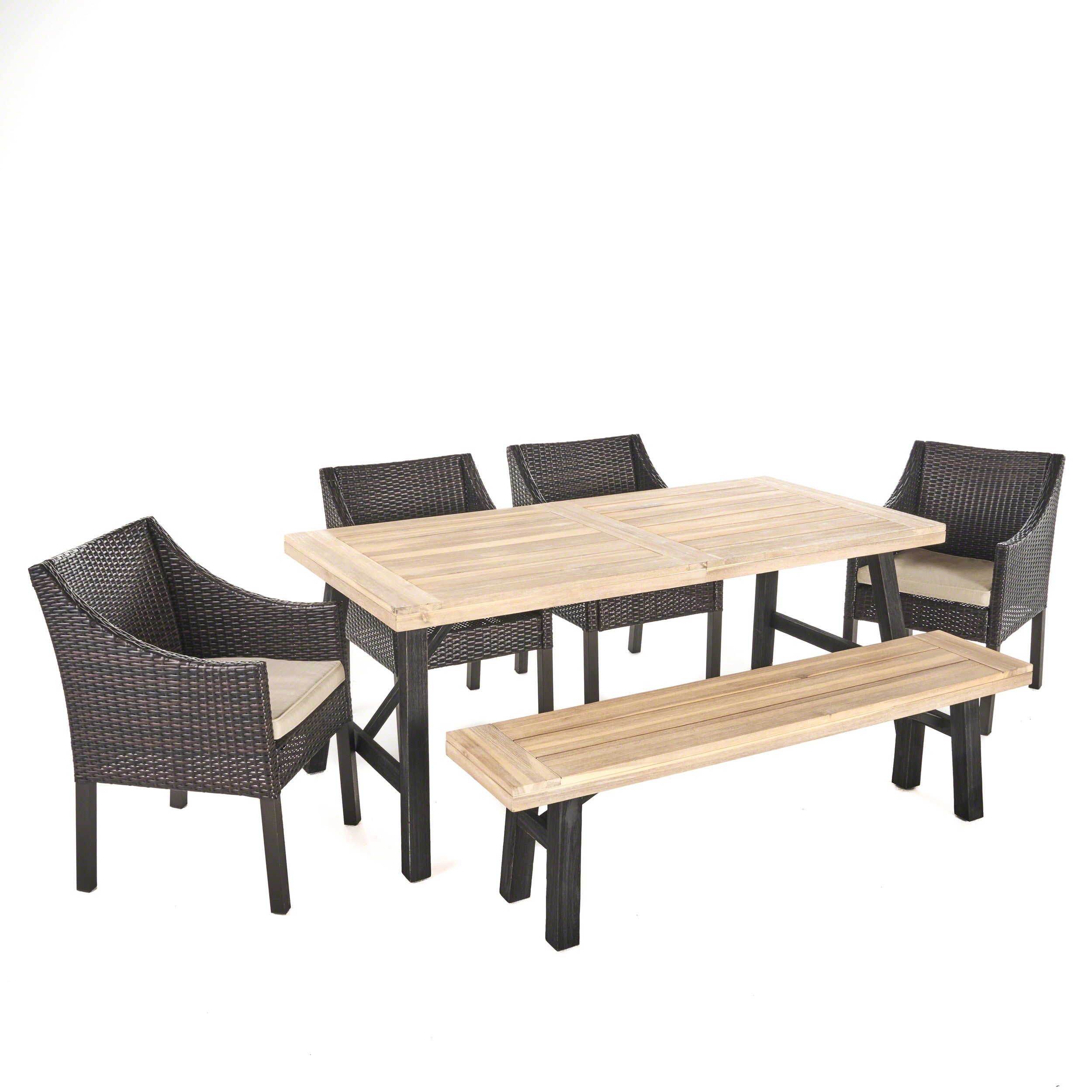 Stout Outdoor 6 Piece Brushed Gray Acacia Wood Dining Set