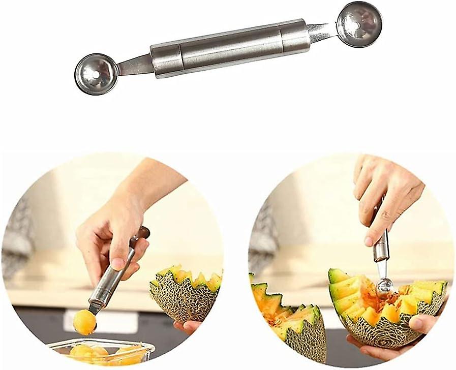 Double-sided Fruit Melon Baller Spoon， 2 In 1 Stainless Steel Scoop Cutter 20cm