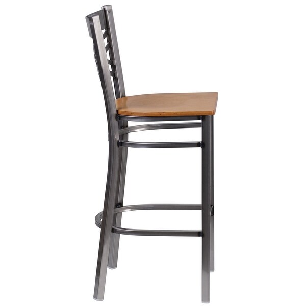 X Back Metal Restaurant Barstool - Vinyl Seat - 17