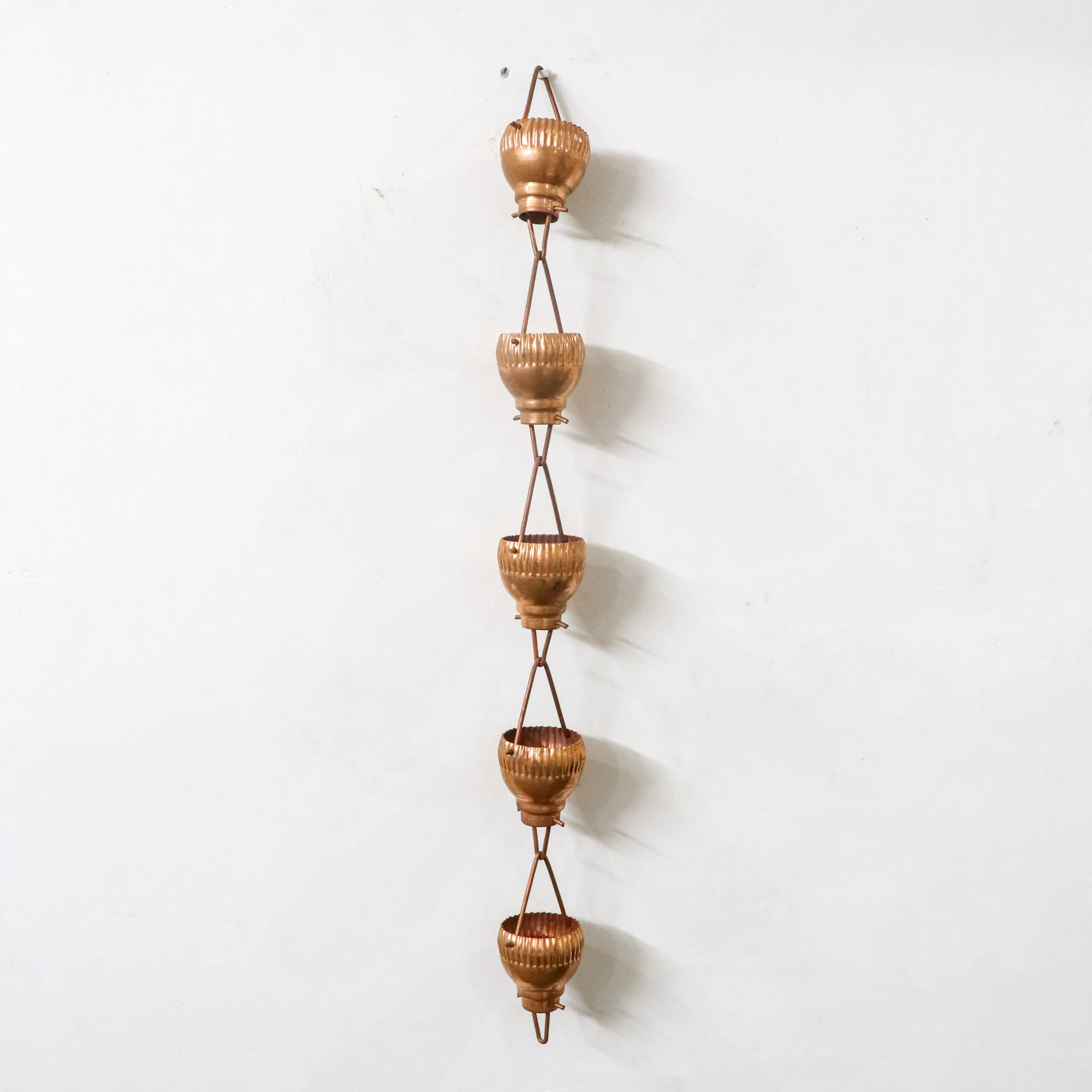 Indoor Outdoor Garden Home Decor Antique Metal Copper Rain chain with multiple pot holder