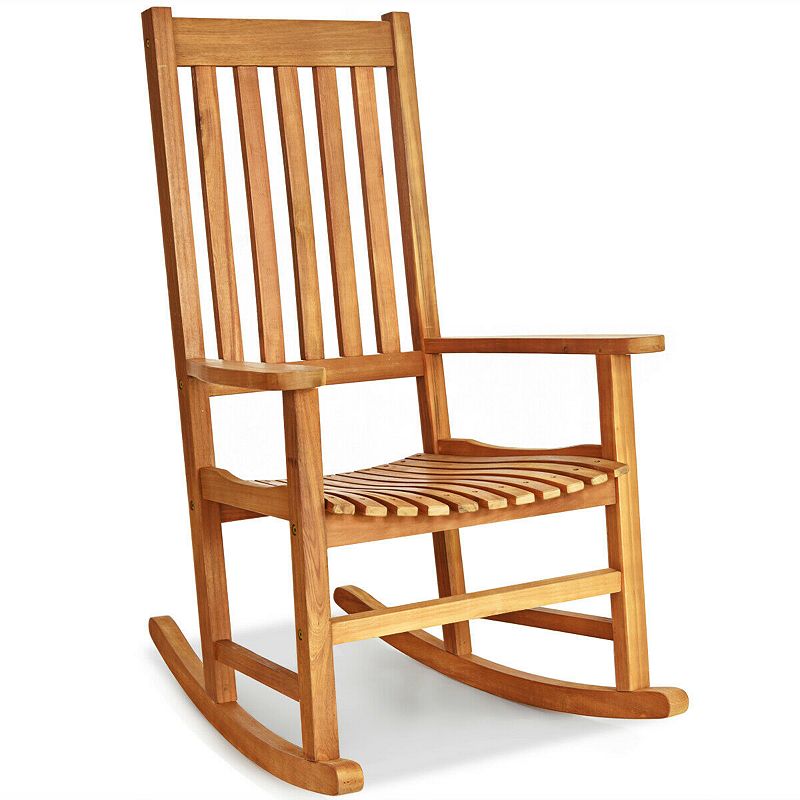 Indoor Outdoor Wooden High Back Rocking Chair