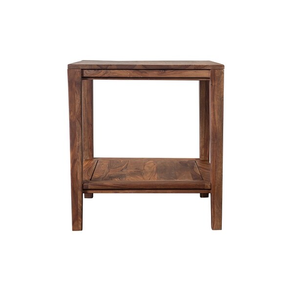 Porter Designs Fall River Solid Sheesham Wood End Table， Natural