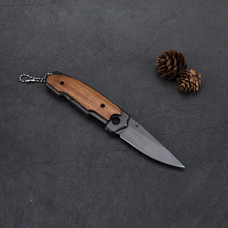 X18 Outdoor Camping mini pocket keychain folding knife 3cr13mov blade wood handle camping hunting outdoor survival EDC tools