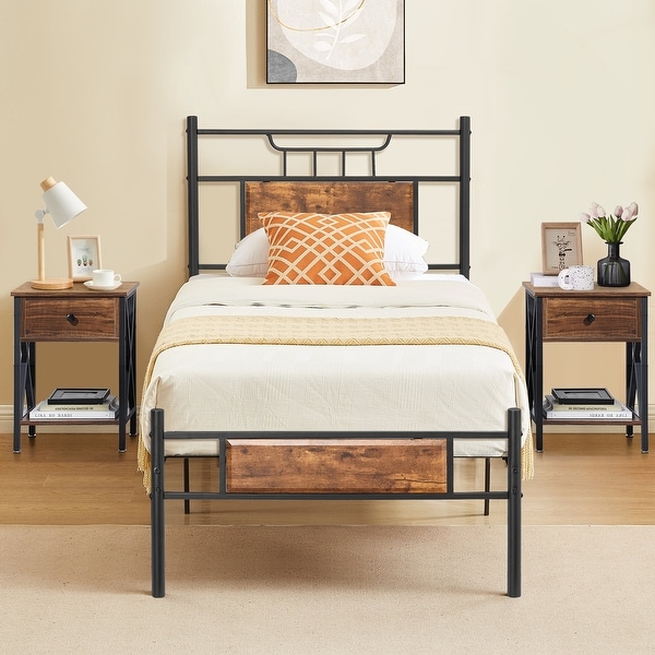 Taomika Mid Century 3-Pieces Bed and Nightstands Sets - - 34810956