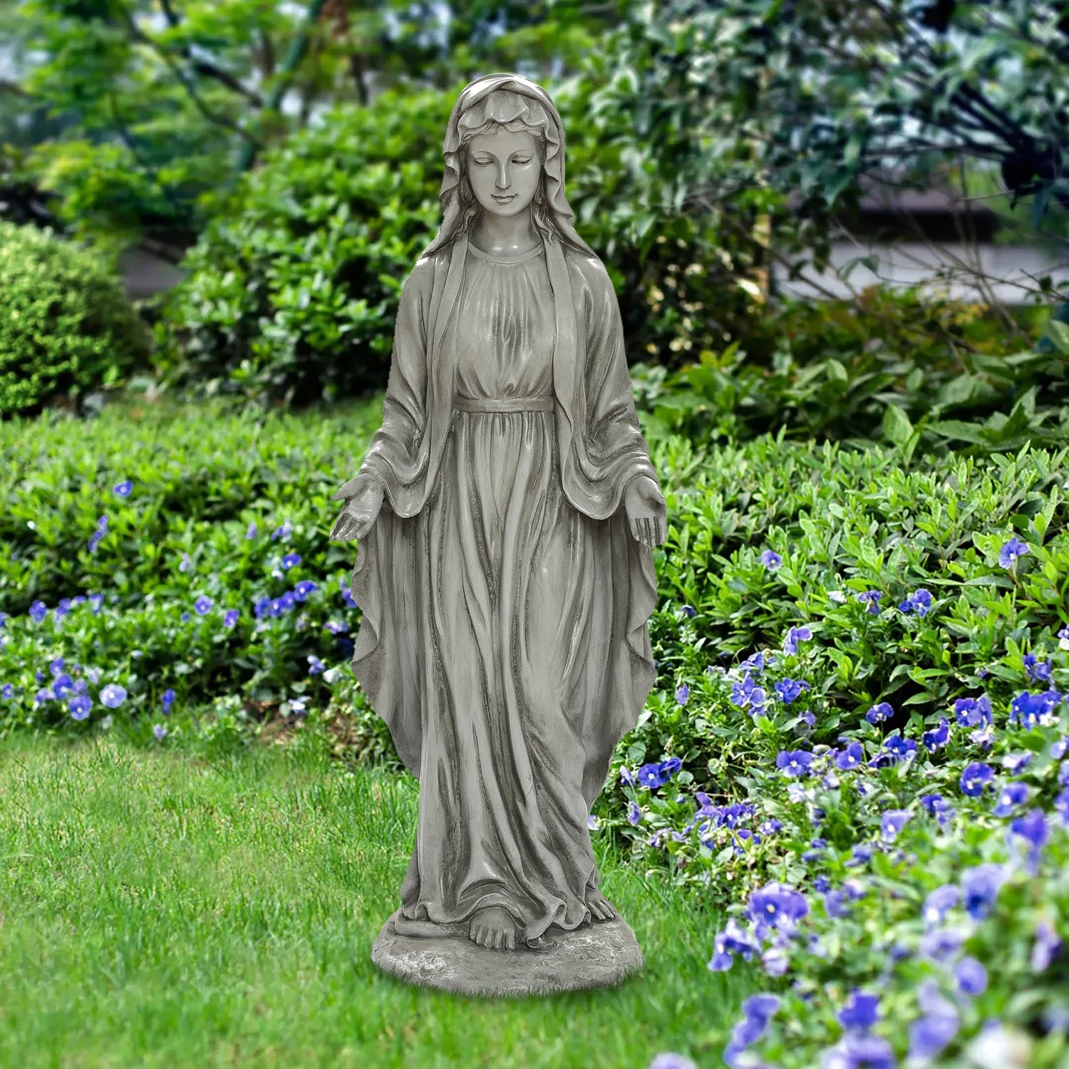 LuxenHome 30.5 in. MgO Virgin Mary Garden Statue  Gray