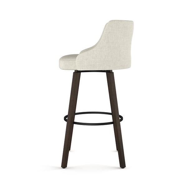 Ramon 26 In. Swivel Counter Stool - Beige and Brown Woven Polyester / Brown Wood