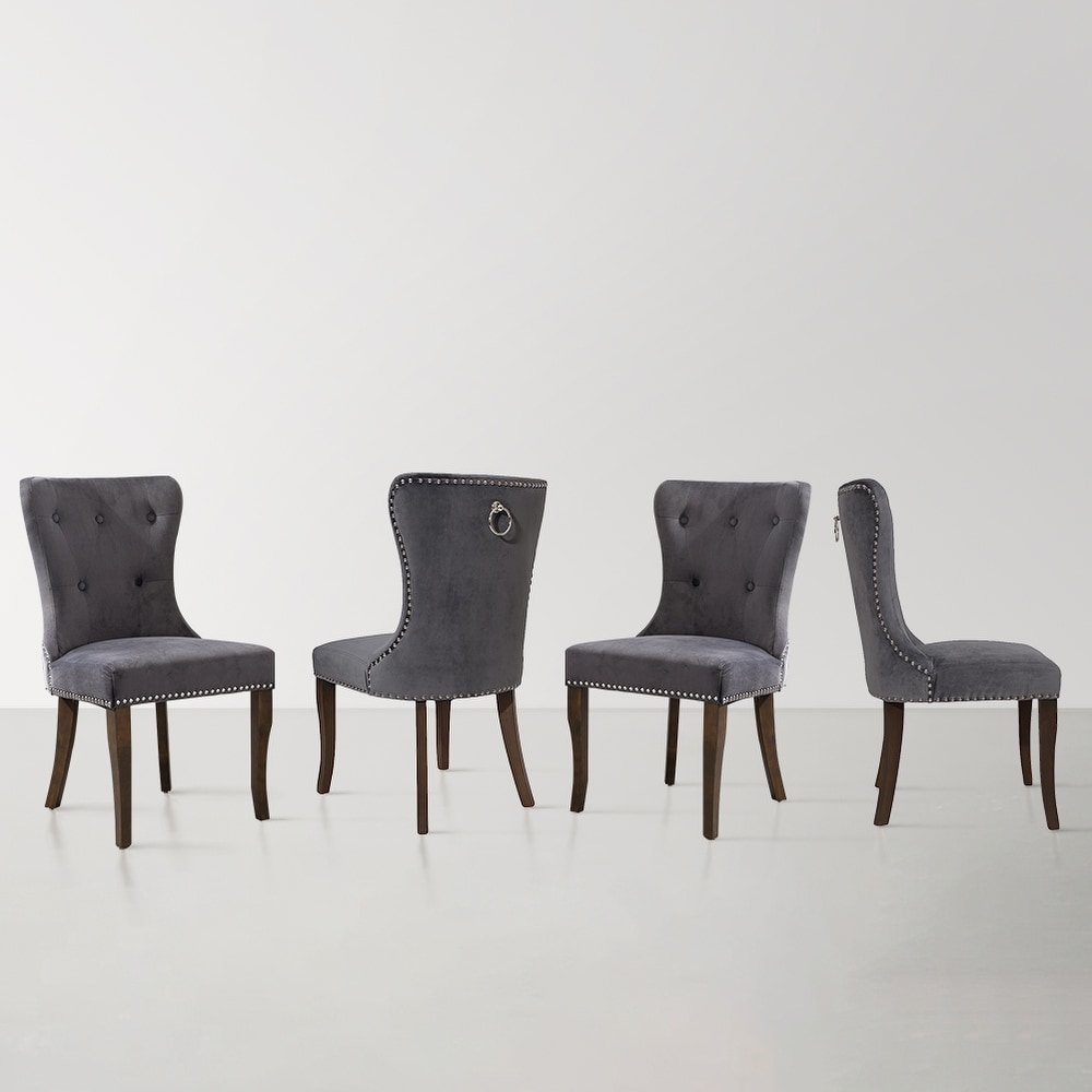 Upholstered Tufted Armless Dining Chair Set of 4