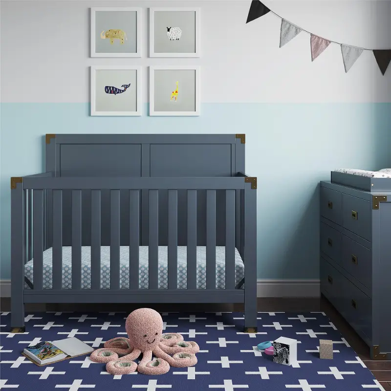 Miles Graphite Blue 5-in-1 Convertible Crib