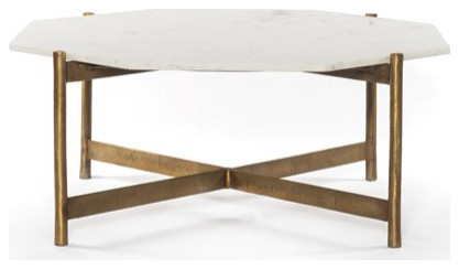 Cairbre Coffee Table Hammered Grey W/Clear Powder Coat  Polished White Marble   Contemporary   Coffee Tables   by Rustic Home Furniture Deco  Houzz