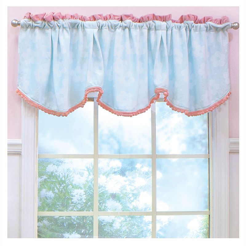 Aqua and Pink Plush Window Valance， 1 Pack