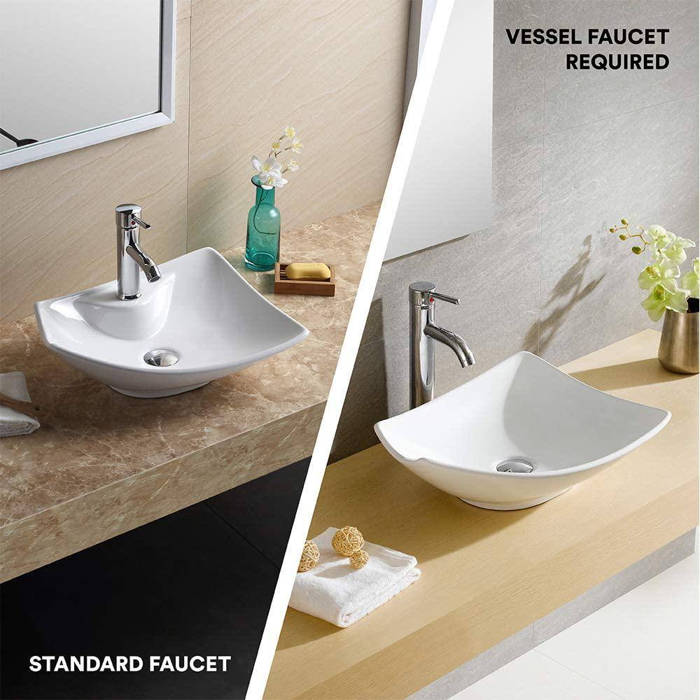 FINE FIXTURES Modern White Vitreous China Oval Vessel Sink MV1613RW