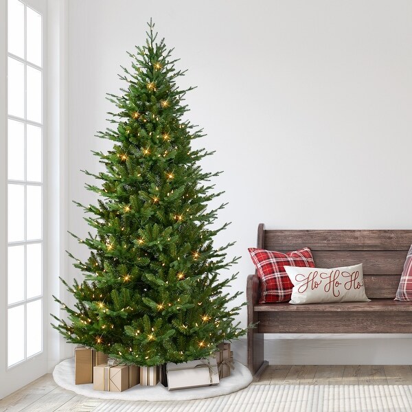 Puleo International 7.5 ft. PreLit Boulderwood Artificial Spruce Tree