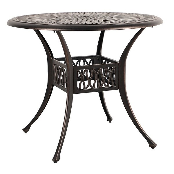 Patio 35″Round Coffee Side Table Cast Aluminum with Bronze Finish