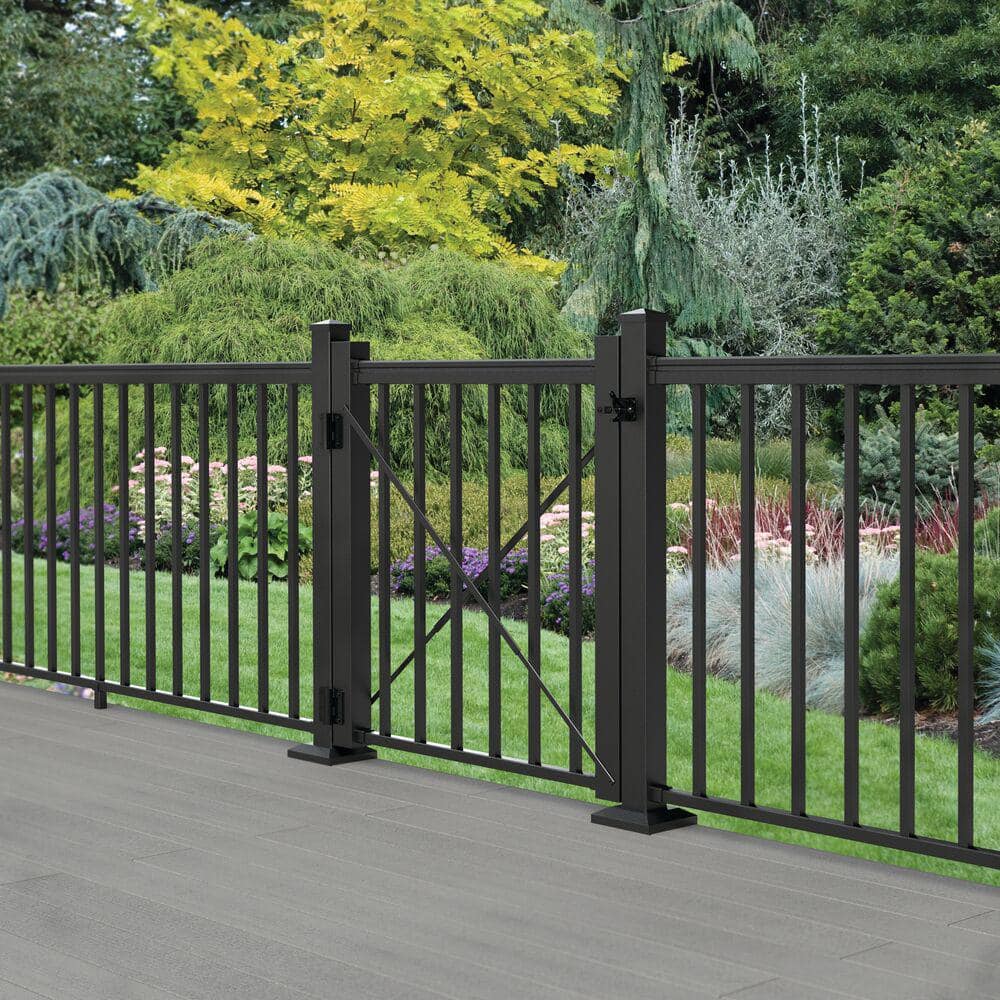 Barrette Outdoor Living VersaRail Cambridge 36 in. Matte Black Aluminum Gate Kit 73043062