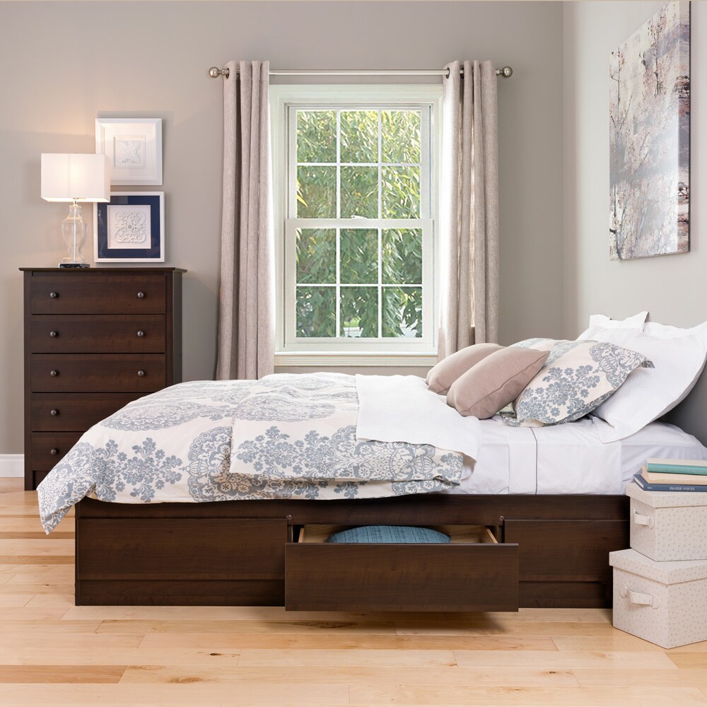 Espresso Queen Mate's 6 drawer Platform Storage Bed