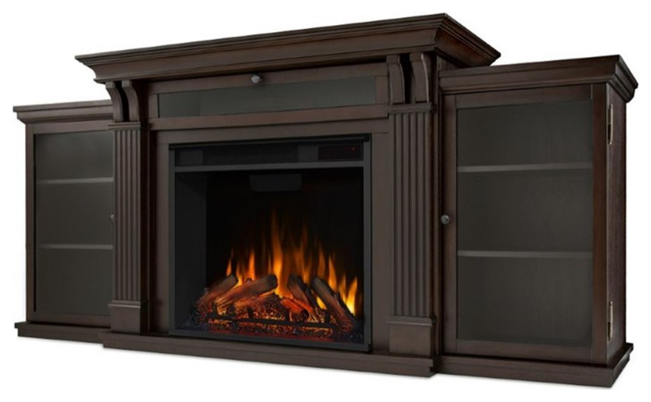 Bowery Hill Transitional Wood Fireplace TV Stand for TVs up to 67 quotin Walnut   Traditional   Entertainment Centers And Tv Stands   by Homesquare  Houzz