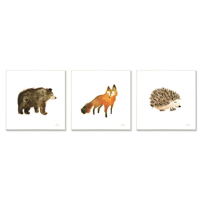 Stupell Home Decor Whimsical Forest Animal Plaque Wall Art 3-piece Set