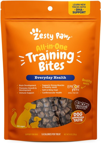 Zesty Paws All-in-One Bacon Flavored Soft and Chewy Training Bites Dog Treats