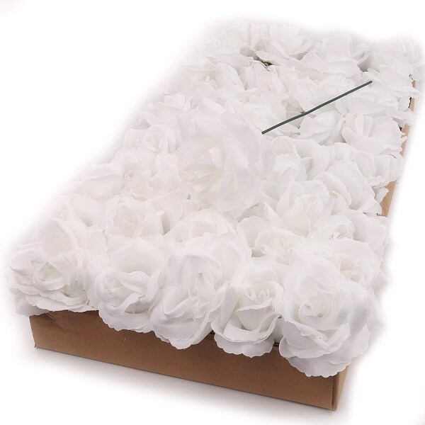 100pcs White Rose PicksSilk Roses with Flexible 8 Stems