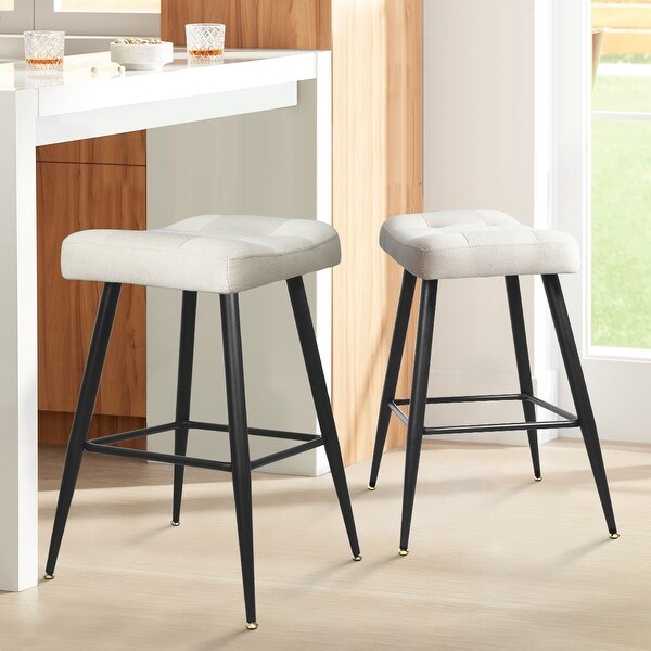 KOSSMAI Set of 2 Upholstered Fabric Counter Bar Stool