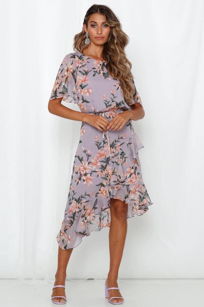 Long Stretch Of Love Midi Dress Lilac