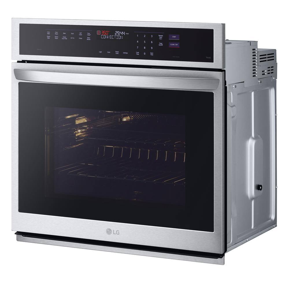 LG 4.7 cu. ft. 29.75 W Smart Single Electric Wall Oven with True Convection InstaView Air Fry Steam in Stainless Steel WSEP4727F