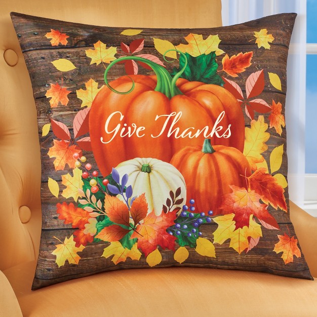 Collections Etc Pumpkin Leaf Give Thanks Accent Pillow 17 X 17 X 1