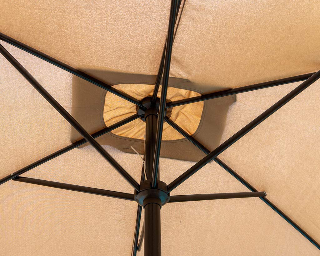 Outdoor Large Rectangular Market Patio Umbrella 6' x 10'- Java/Tan