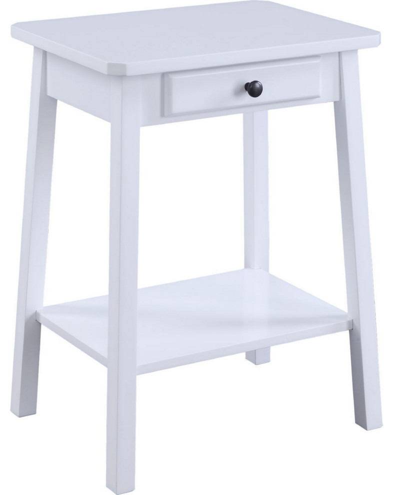 Benzara BM250309 MDF Accent Table With 1 Drawer and Open Shelf  White   Transitional   Side Tables And End Tables   by Uber Bazaar  Houzz